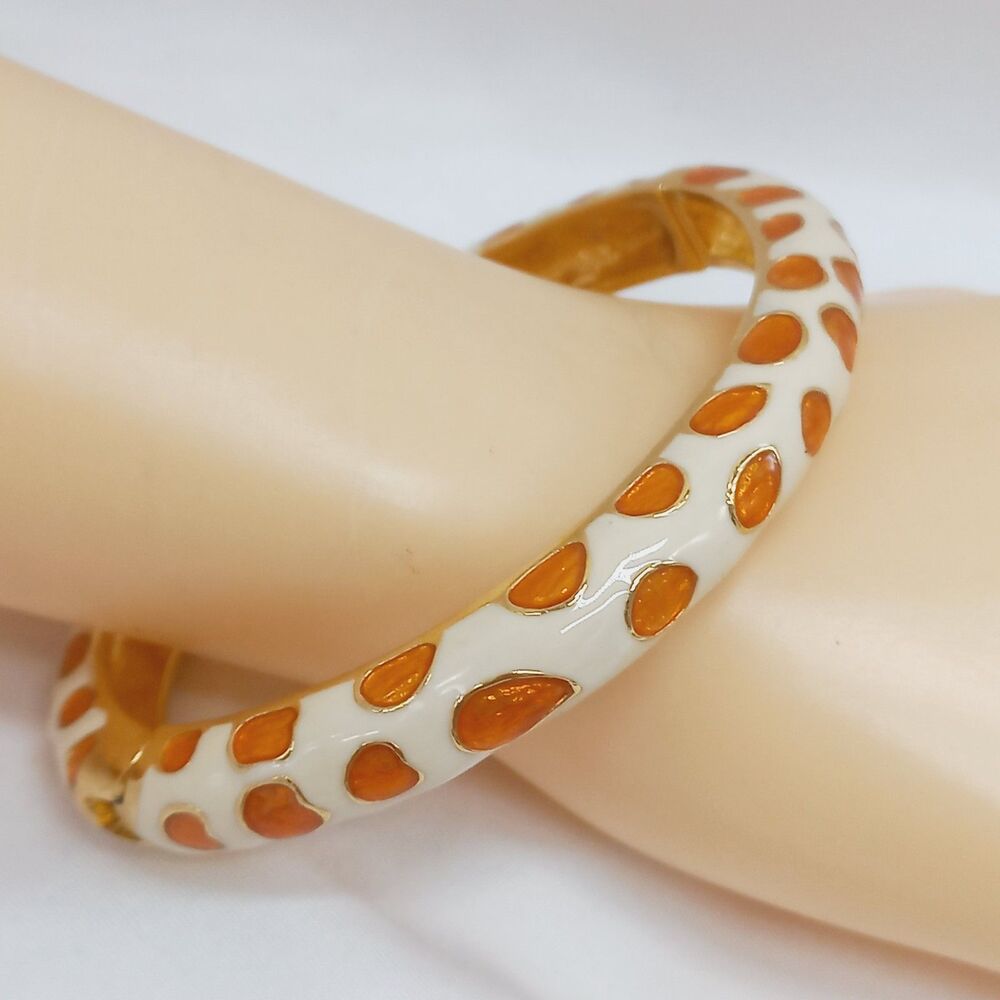 KENNETH JAY LANE KJL vintage Cheetah Print Hinged Bangle Bracelet 2006